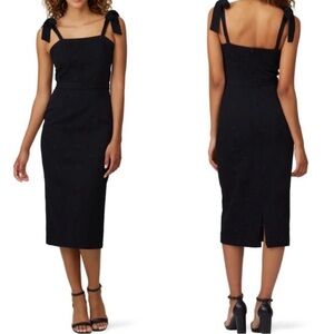 Hunter Bell Leighton Black Eyelet Midi Dress Women’s Size‎ 12 Tie-Shoulder